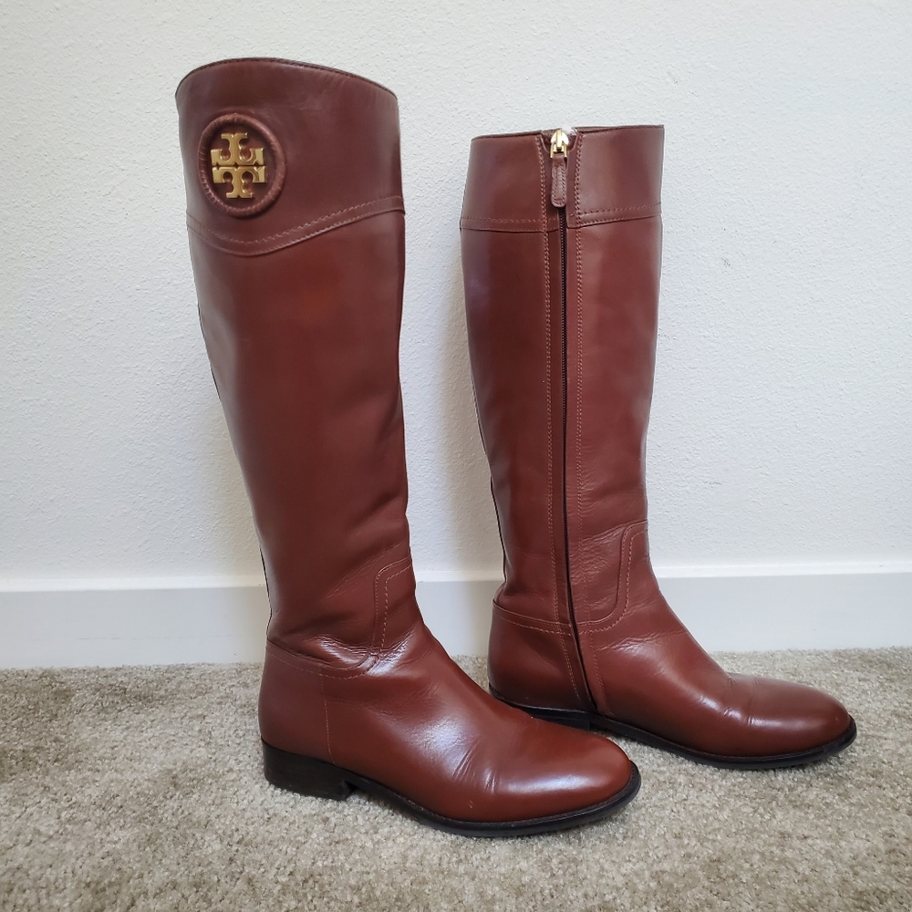 Tory Burch leather riding boots with box